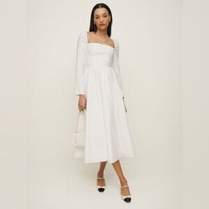 Reformation white midi dress, size 2